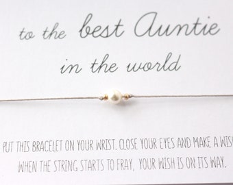 Best Auntie Bracelet, Best Aunt bracelet, Pearl bracelet, Pearl cord bracelet, Rose gold bead bracelet, aunt gift, auntie gift