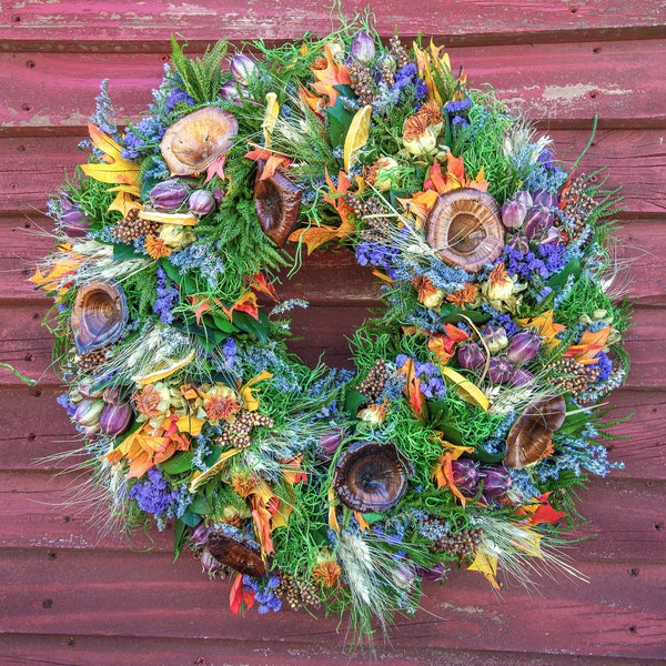 Dried Flower Wreath , Farmhouse , Spring , Summer , Natural , Vibrant Colors , Mother's Day Gift ,  Handmade , Door Decor , Mantle Decor