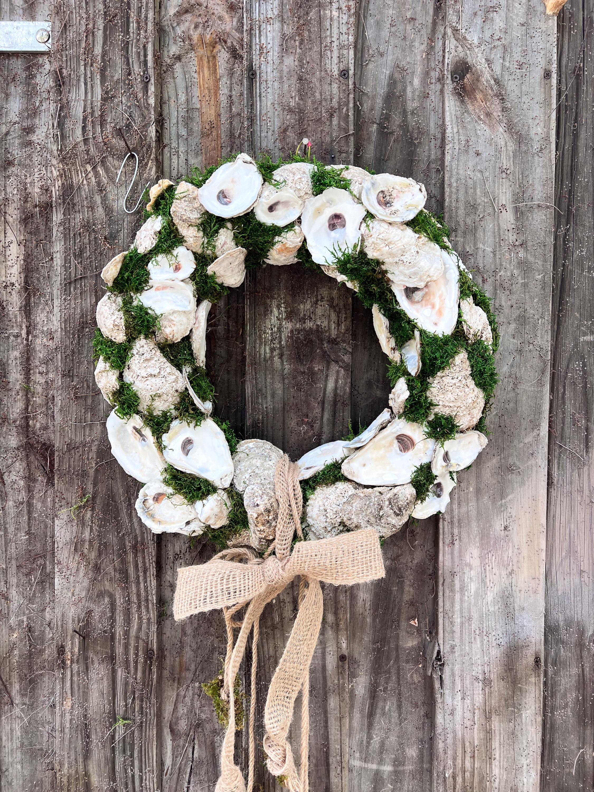 Coastal Oyster Shell & Moss Wreath - Etsy