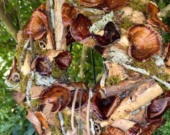 Enchanted Mushroom Wreath – Fairycore Home Decor – Forest-Inspired – Mossy Woodland Charm