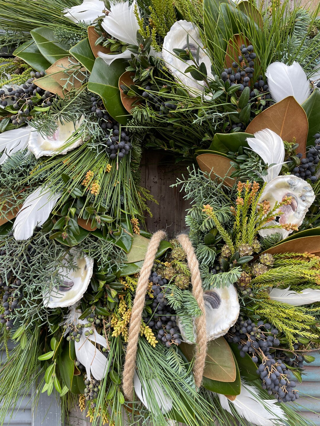 Oyster and Goose Christmas Wreath Fresh Green Christmas Etsy
