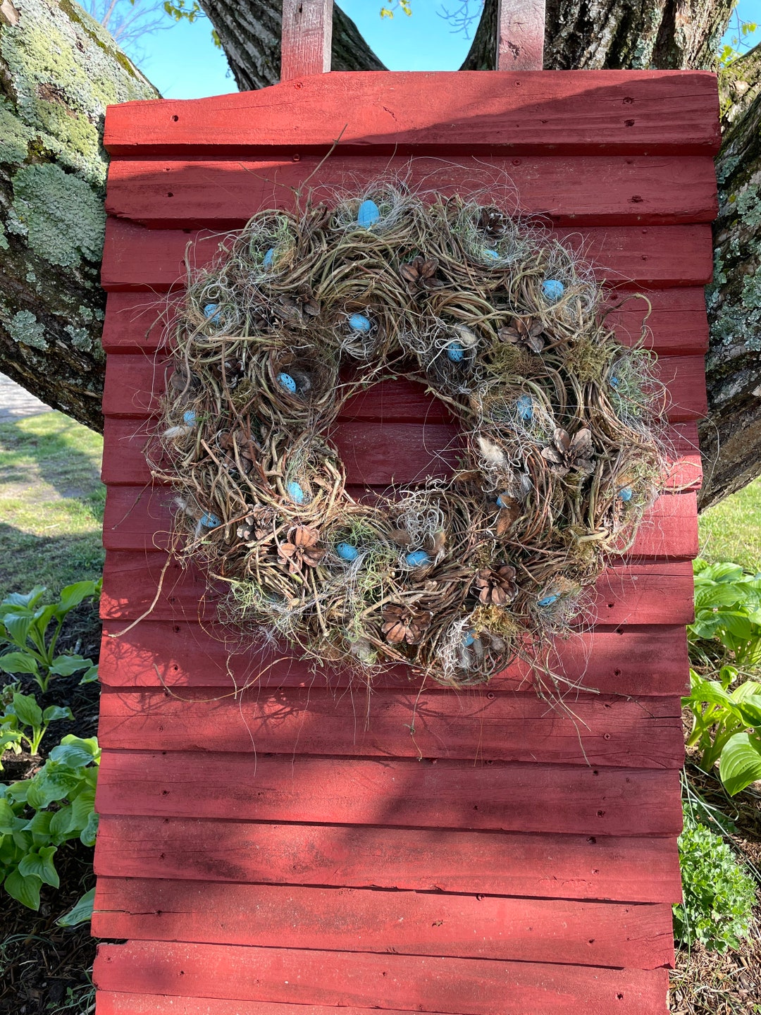 Birds and Bees, Nests Wreath, Birdwatching Wreath,front Door Wreath