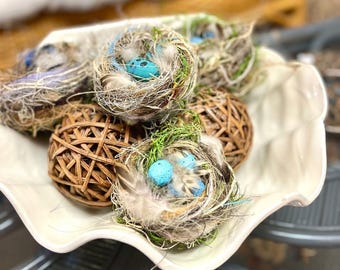 Enchanted Farmstead Nest – Handcrafted with Painted Pecan Eggs
