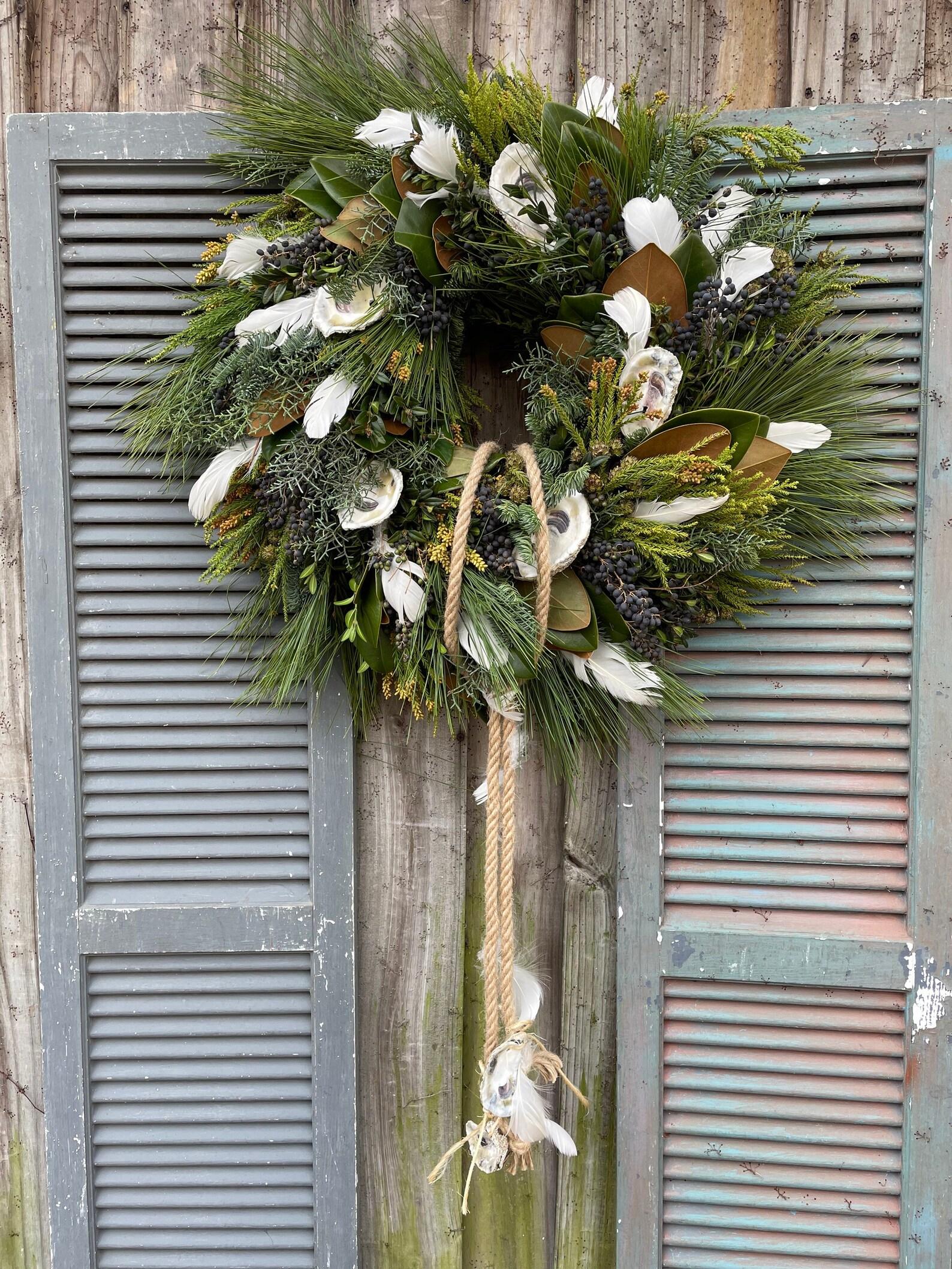 Oyster Christmas Wreath Fresh Green Christmas Wreath Holiday Etsy