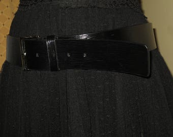 Woman's Vintage Calvin Klein Black Patent Leather Belt