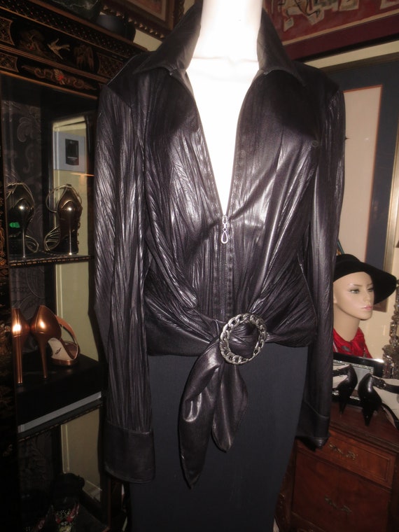 Very Interesting Woman's Size 12 Vintage Black Po… - image 10