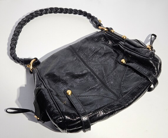 Vintage Black Patent Francesco Biasia Satchel Han… - image 6