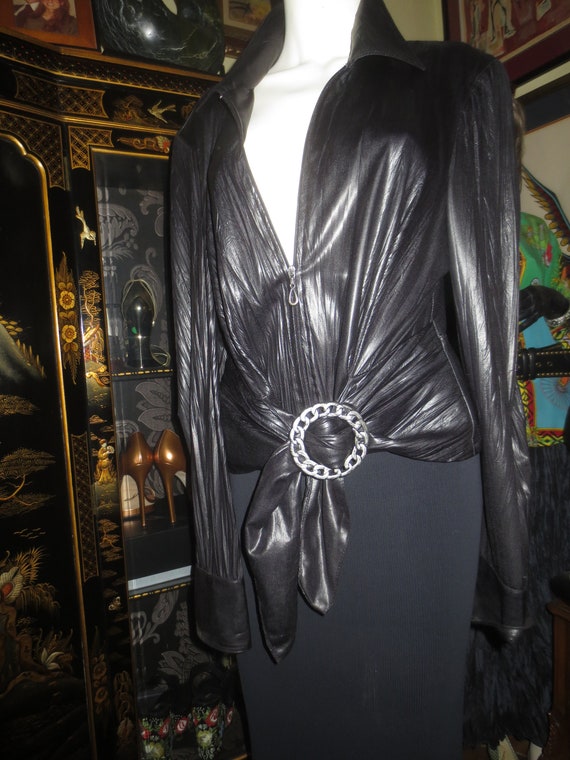 Very Interesting Woman's Size 12 Vintage Black Po… - image 1