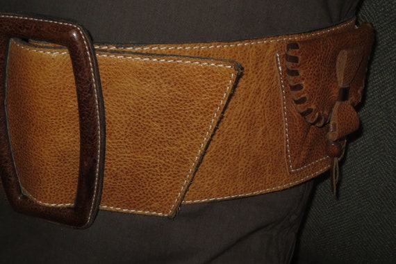 Woman's Extreme Wide Saddle-tan Leather Belt,  Su… - image 6