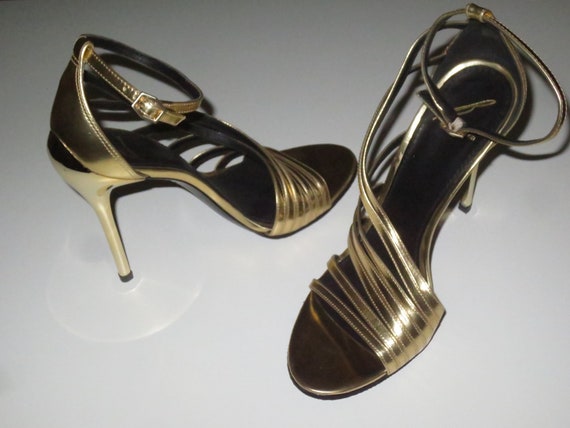 Vintage Brian Atwood Gold Strap 4 1/4 inch Stilet… - image 2