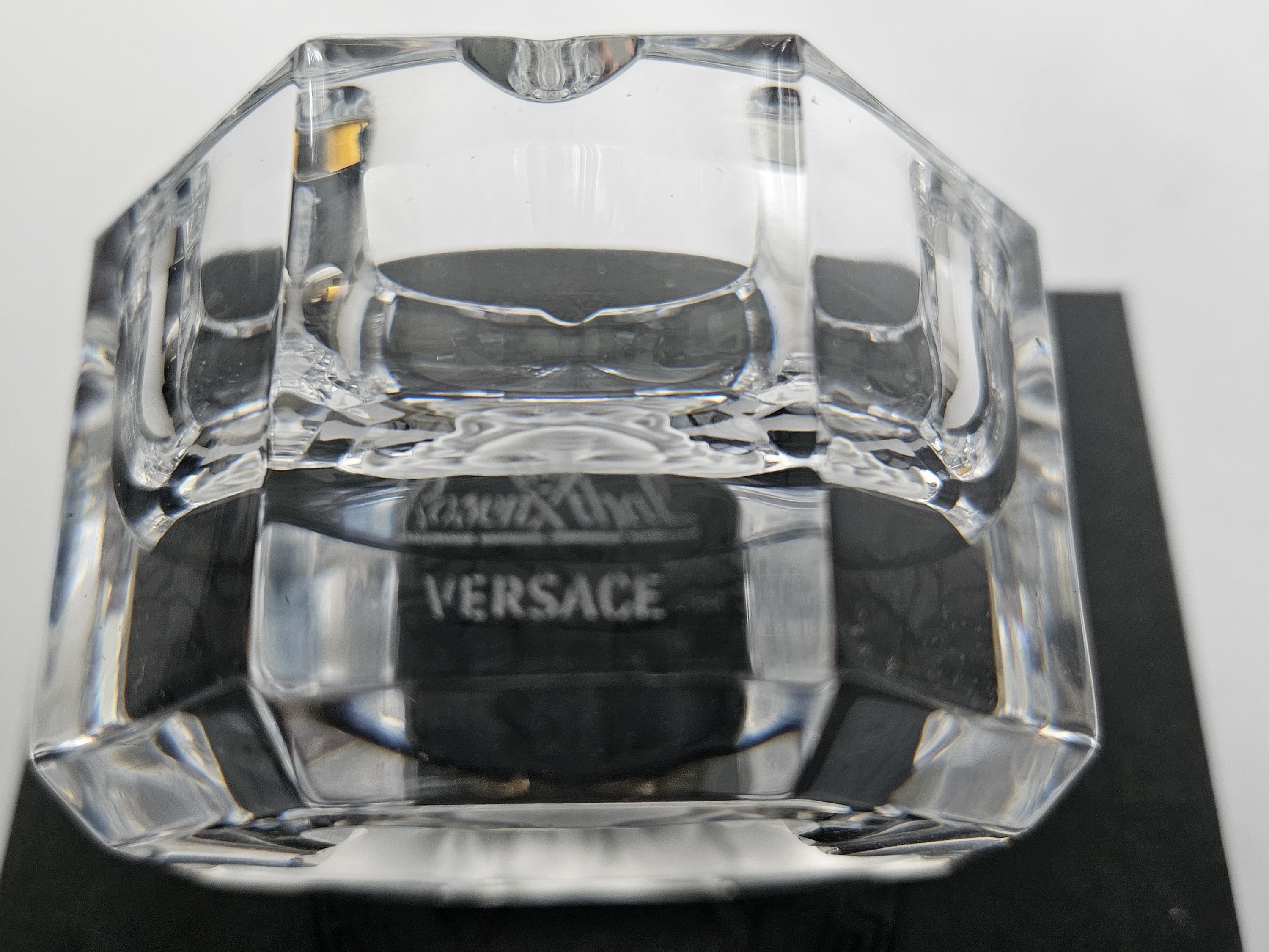 Vintage Versace Rosenthal Medusa Clear Crystal 8 Cm.ashtray
