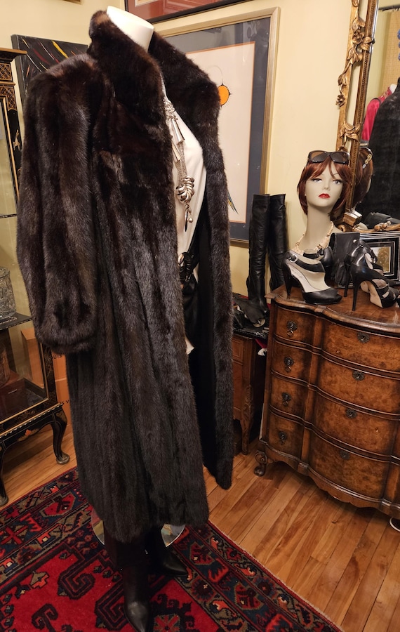 Vintage 90's Formal 3/4 Puff Sleeve Dark Brown 43 Inch Long Vintage 90's Formal 3/4 Puff Sleeve Dark Brown 43 Inch Long