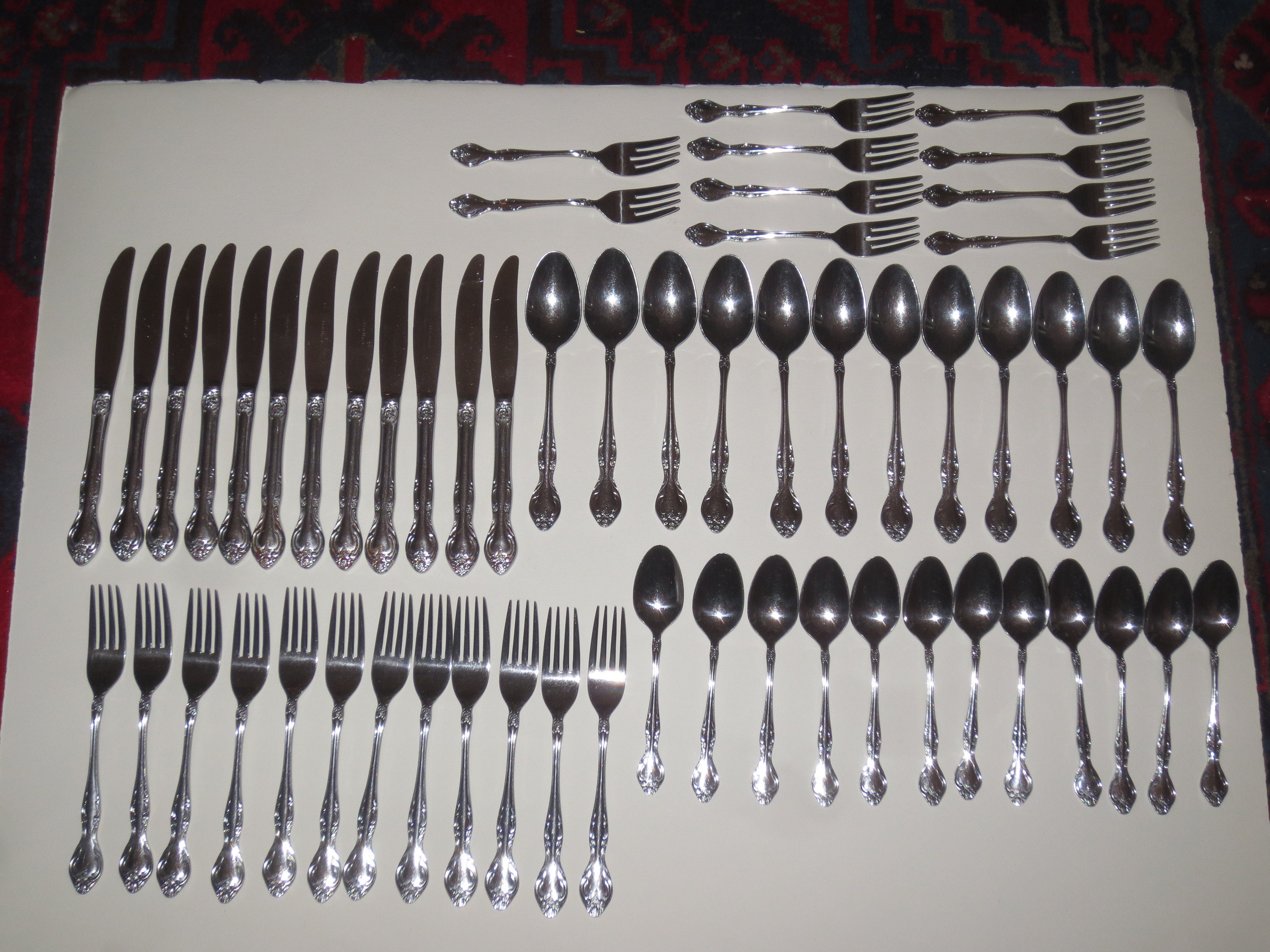 Vintage 1950/'s Rogers Cutlery Flair Pattern Service for 6 Persons 5 Piece Serving Total 30 pieces