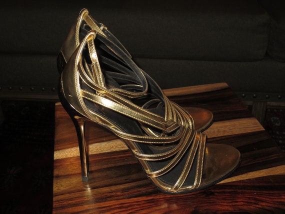 Vintage Brian Atwood Gold Strap 4 1/4 inch Stilet… - image 7