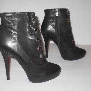 Chinese Laundry Black Leather Zip Bootie Platform Stilletto 4 3/4 inch Heels