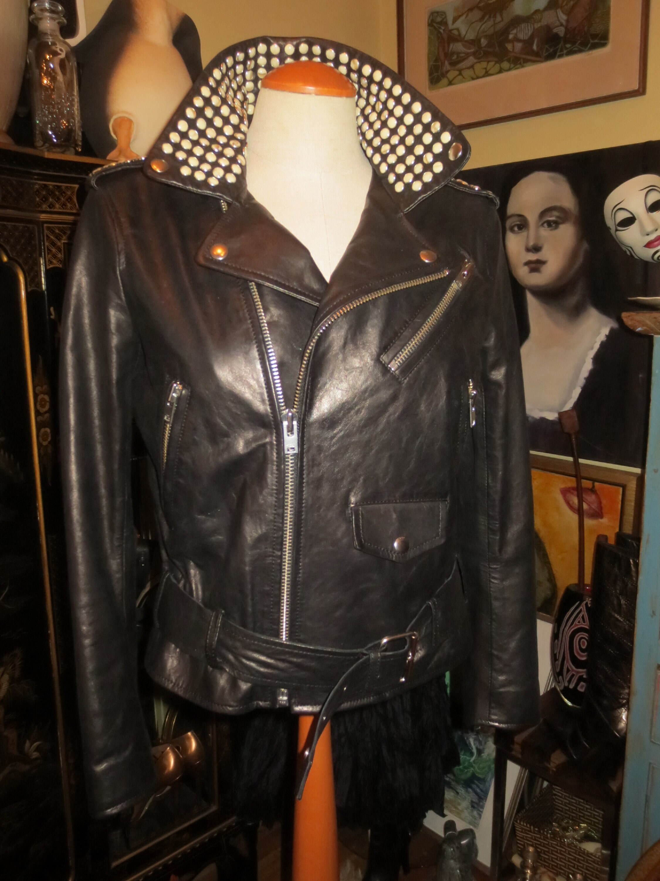 Mujer Iro Piel de Cordero Negro Talla de Cuero Pequeño - España