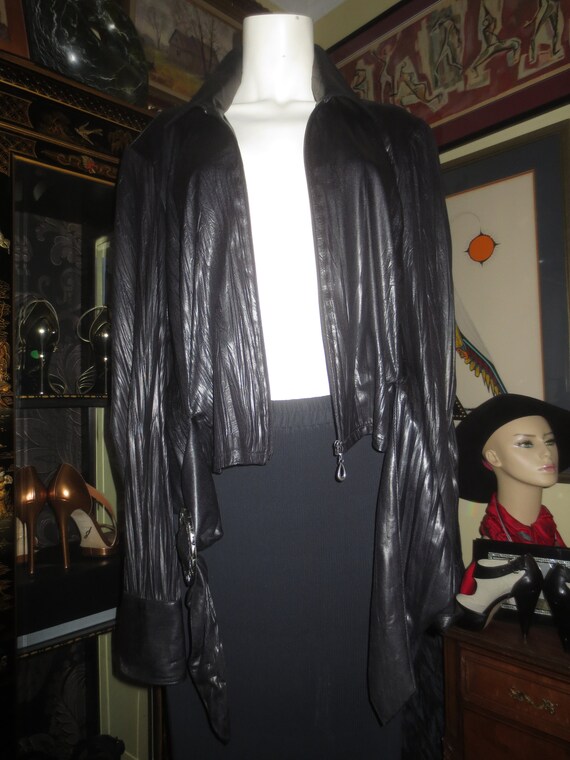 Very Interesting Woman's Size 12 Vintage Black Po… - image 9