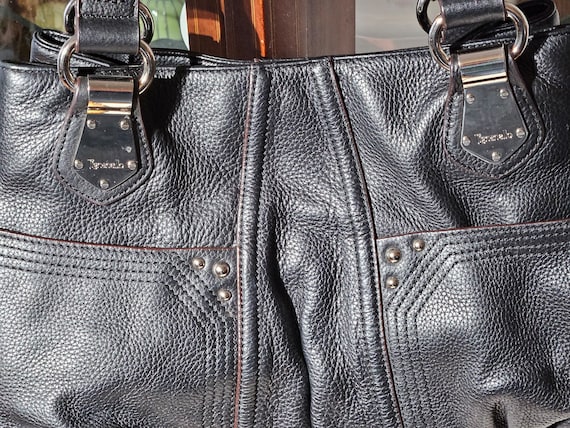 Vintage Tignanello Black Pebble Grainy Leather wi… - image 2