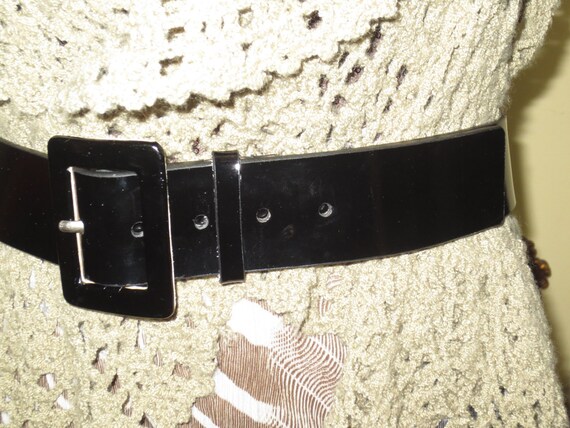 Woman&#39;s Vintage Black Patent Leather Belt Size Medium | Etsy