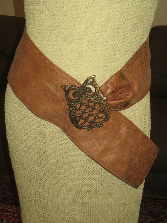 Woman's Vintage Kudra 4 inch Wide Tan Leather Belt