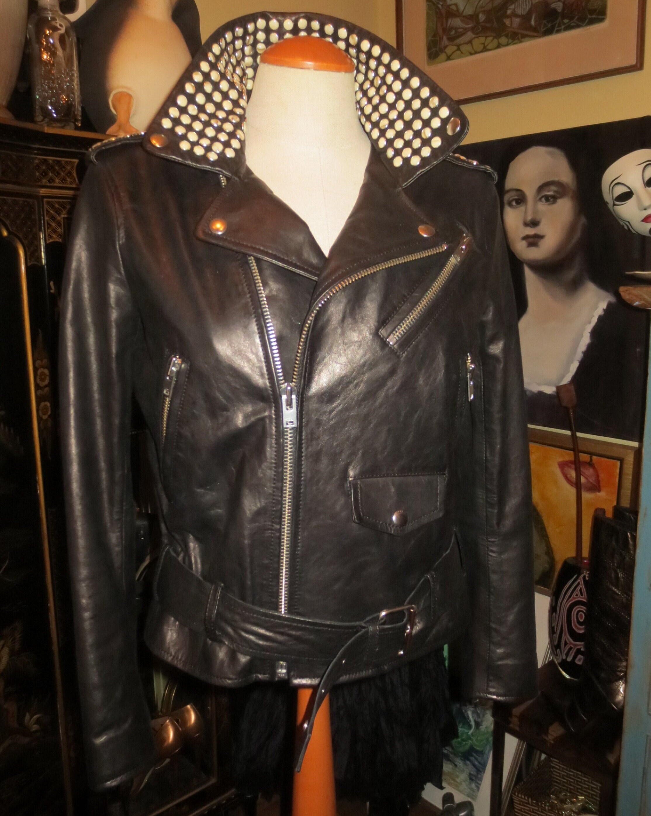 Iro studded leather jacket cheap
