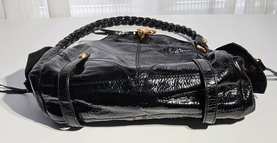 Vintage Black Patent Francesco Biasia Satchel Han… - image 5