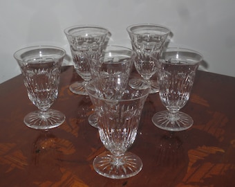 Vintage Set of 6 Deep Cut Crystal Cordial Cocktail Glasses