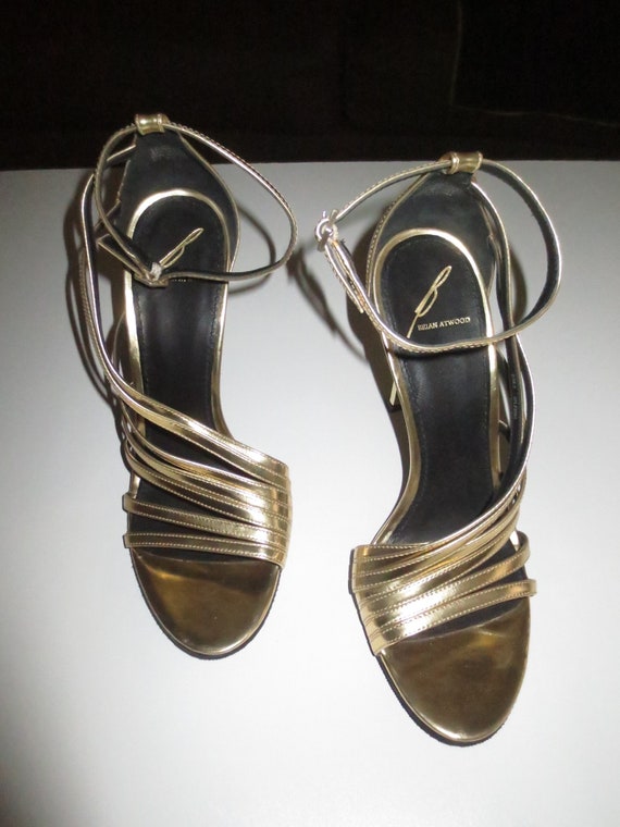 Vintage Brian Atwood Gold Strap 4 1/4 inch Stilet… - image 4