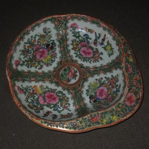 Antique Early 1900 Chinese Asian Decorated Serving Dish Bowl Accented with Florals and Birds