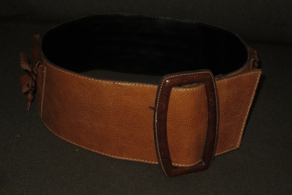 Woman's Extreme Wide Saddle-tan Leather Belt,  Su… - image 4