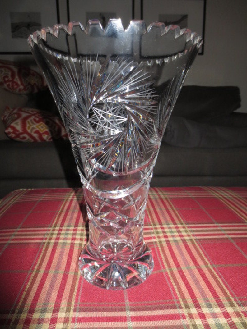 Spectacular Vintage 70's Pinwheel Crystal Vase 12 inch Etsy