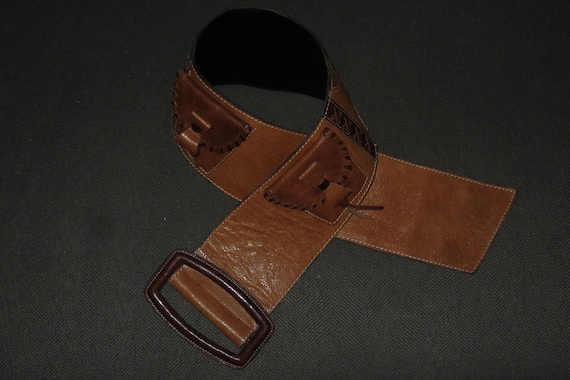 Woman's Extreme Wide Saddle-tan Leather Belt,  Su… - image 1