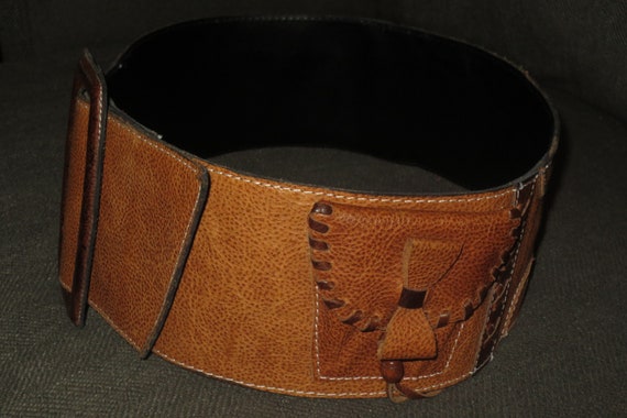 Woman's Extreme Wide Saddle-tan Leather Belt,  Su… - image 8