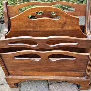 Antique 1940&#39;s Solid Walnut Magazine Stand Newspaper Stand