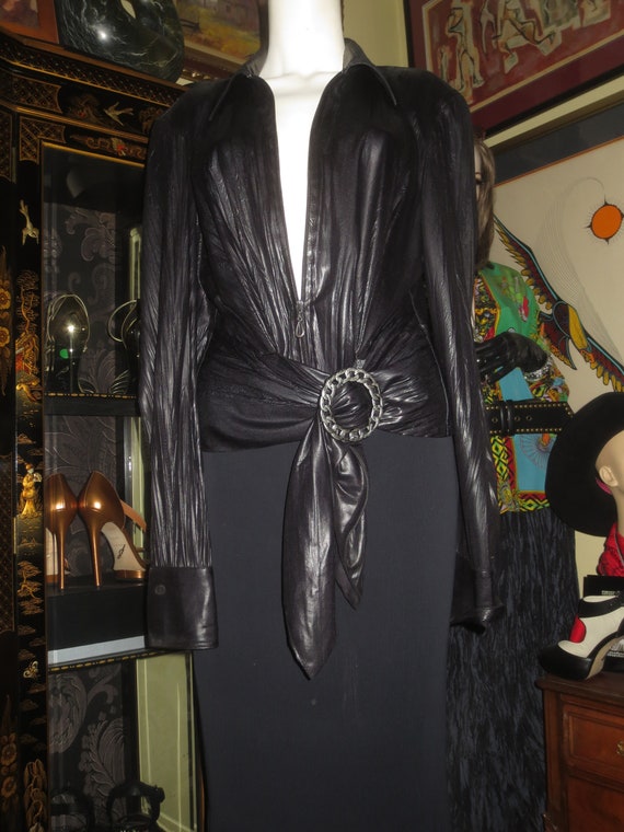 Very Interesting Woman's Size 12 Vintage Black Po… - image 5