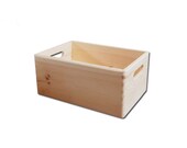 Plain Unpainted Wooden Tool Box DIY Storage Chest with Handles -Blank Box without lid 30x 20x 14cm