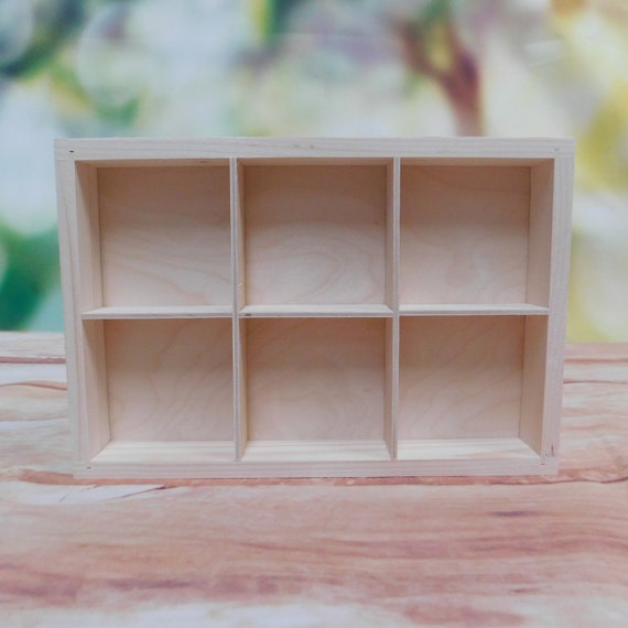 Plain Wooden Display Unit Jewellry Display Trinket Shelf with compartments 