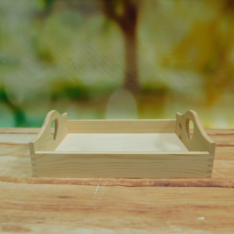 Wooden Serving Tray With Heart Shaped Handles Unapainted Etsy UK