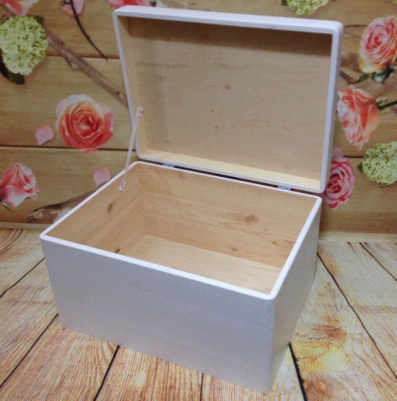 WHITE Wooden Box Memory Wedding Trunk Storage Case Kids Toys Etsy