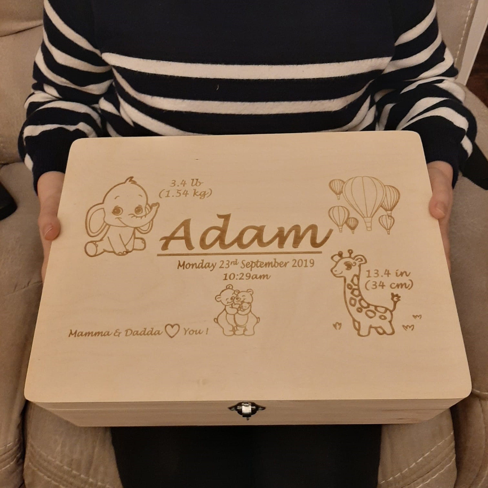 Large Wooden Baby Box Keepsake Personalised Present Etsy UK