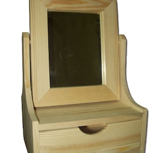 Wooden Dressing Vanity with Mirror/ Make Up Case/ Removable Drawer/ Paintable Wooden Keepsake Box