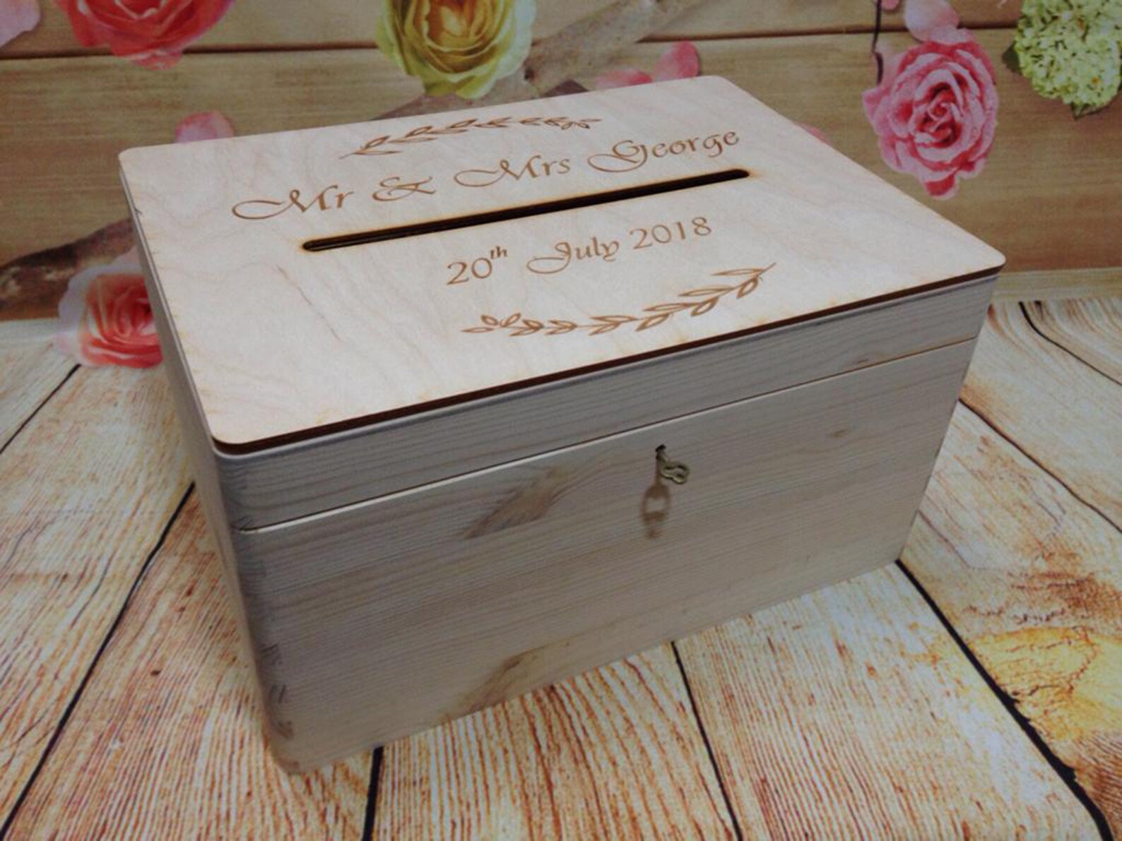 Lockable Wedding Wooden Post Box With Slot and Key Large Etsy UK