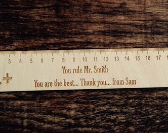 Personalised Wooden Ruler Teacher Gift Leaving Present End of School end of term gift