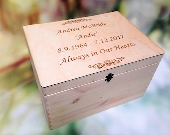 Large Personalised In Loving Memory Funeral Wooden Memorial Box Keepsake Loved Always Memento Photos Souvenir Box