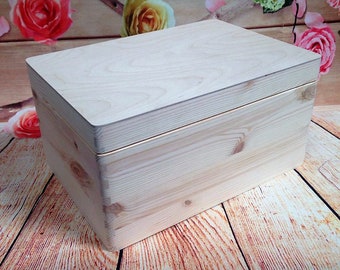 Plain Wooden Post Box Memory Storage Case Souvenir Tool Box Garage Kid Bedroom Toy Box Wedding Birthday