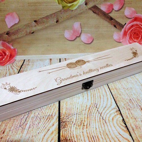 Personalised Wooden Knitting Needles Box Magic Wand Case Craft Etsy UK
