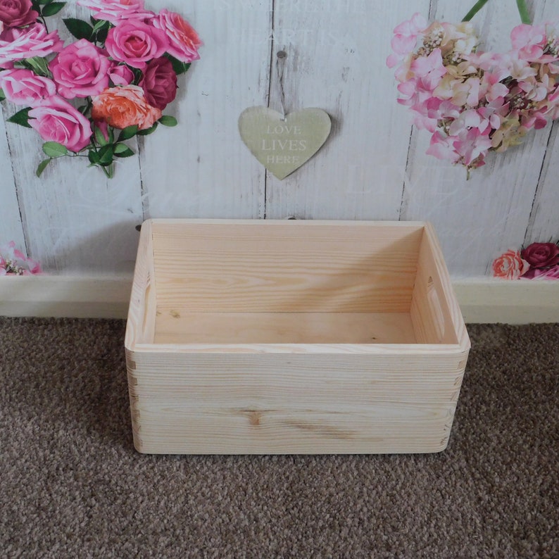 Plain Unpainted Wooden Tool Box DIY Storage Chest with 