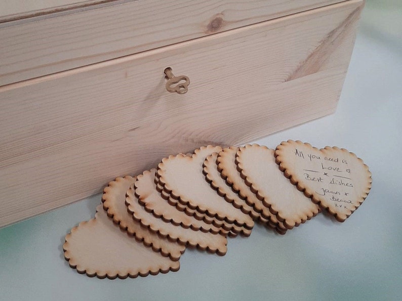 Lockable Wooden Wedding Card Box Personalised Post Box with key lock Wedding Memory Case Slot Box for Wooden Hearts Tags Guest Wishes