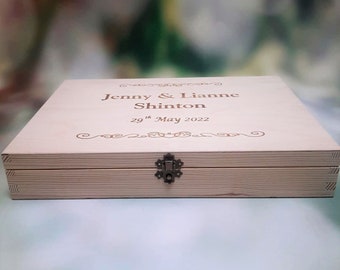 A4 Storage Box Large Rectangular Wooden Storage Box,  Personalised Box Wedding Certificate, Bride Groom Gift, Paperwork Display Case