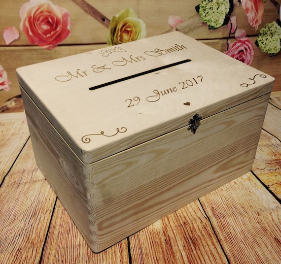Wedding Card Box With Slot Wooden Card Box for Wedding Post 